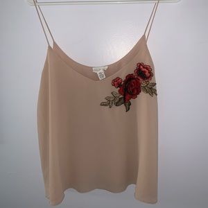 Loose spaghetti strap tank with floral design